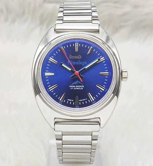 HMT Himalaya Bluish Dial Watch - Handwinding Transparent Back Design