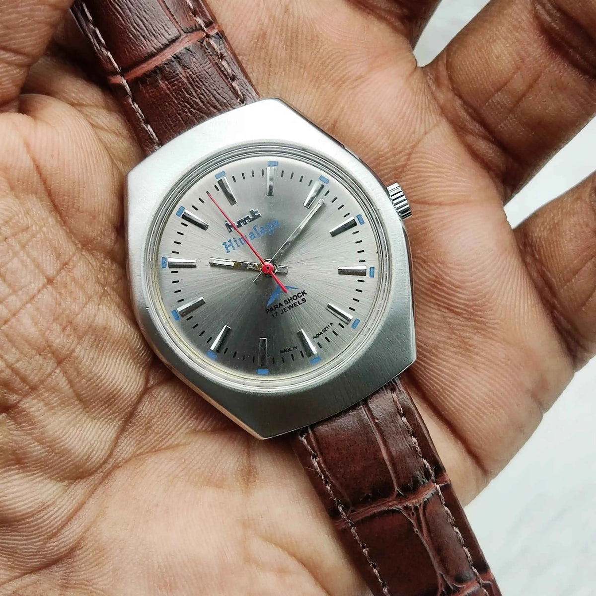 HMT Himalaya Men's Watch - Handwinding Gray Dial with Elegant Stick Indices