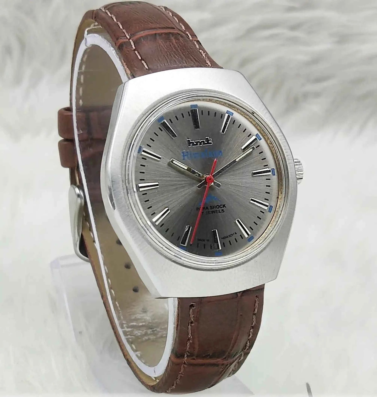 HMT Himalaya Men's Watch - Handwinding Gray Dial with Elegant Stick Indices