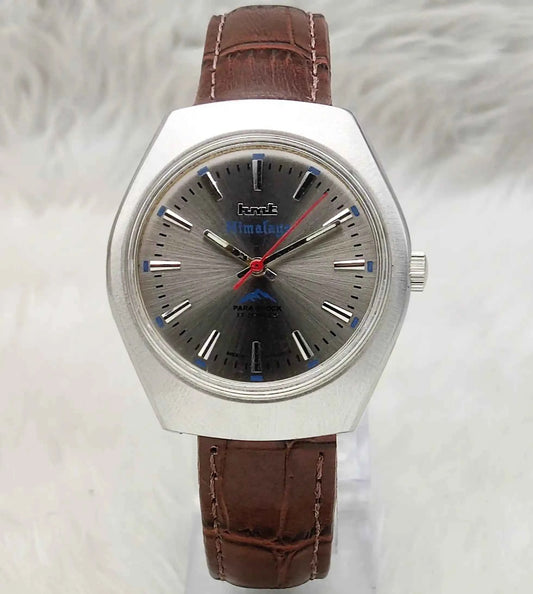 HMT Himalaya Men's Watch - Handwinding Gray Dial with Elegant Stick Indices