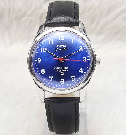 HMT Janata English Numerals Indices Blue Dial Watch 17 Jewels Handwinding