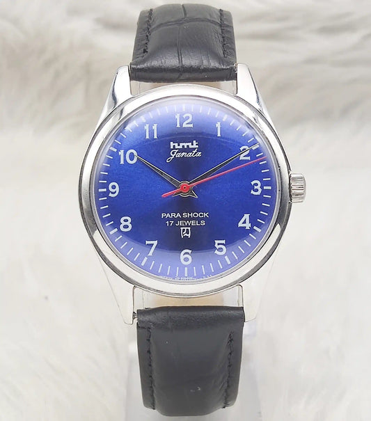 HMT Janata Handwinding Watch - A Timeless Mechanical Masterpiece with Bluish Dial