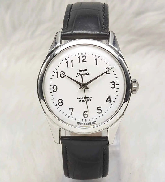 HMT Janata Handwinding Watch - White Dial, 17 Jewels, Para Shock for Timeless Style