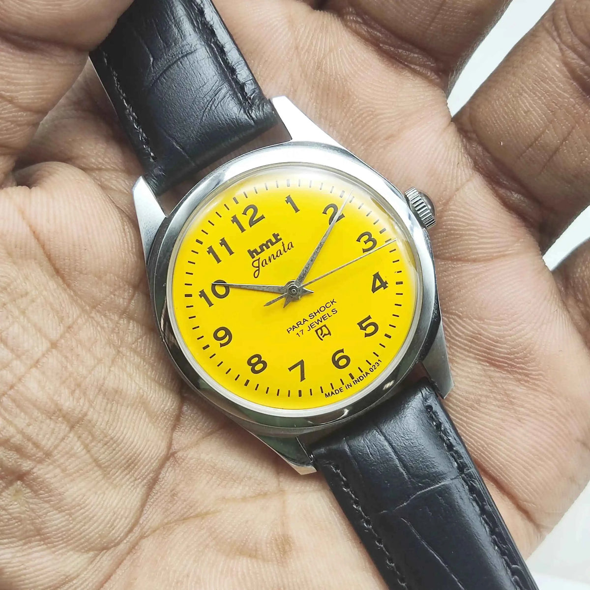 HMT Janata Sun Yellow English Numerals 17 Jewels Handwinding Watch