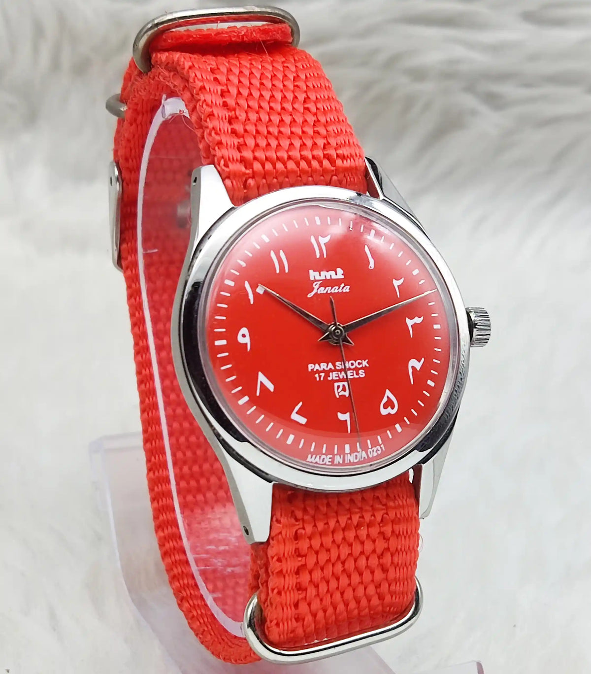HMT Janata red dial watch Handwinding 17 Jewels