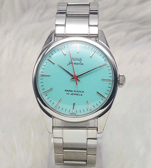 HMT Janata Men's Watch with Turquoise Dial and 17 Jewels Handwinding