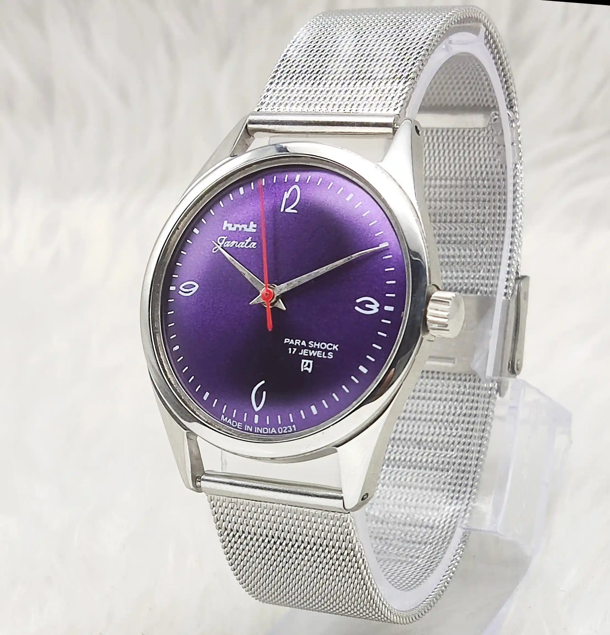 HMT Janata Purple Dial Watch - Elegant Mechanical Timepiece for the Discerning Collector