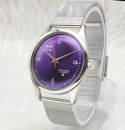 HMT Janata Purple Dial Watch - Elegant Mechanical Timepiece for the Discerning Collector