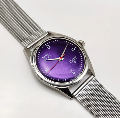 HMT Janata Purple Dial Watch - Elegant Mechanical Timepiece for the Discerning Collector