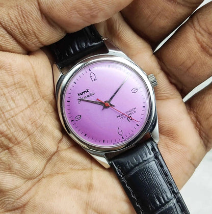 HMT Janata Purple Dial Watch - A Timeless Classic for Men with 17 Jewels