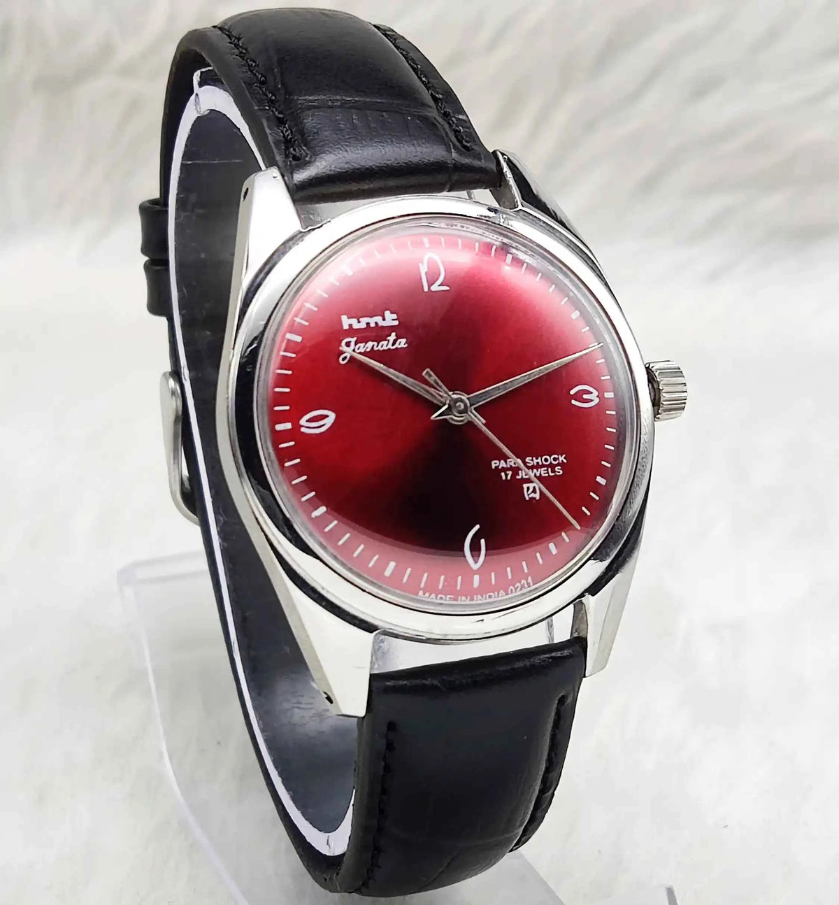 HMT Janata English Numerals Red Apple Dial Watch - 17 Jewels Handwinding