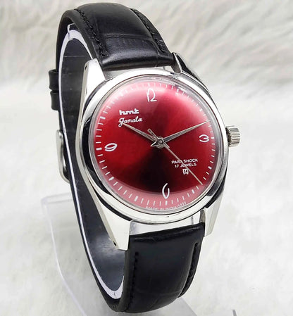 HMT Janata English Numerals Red Apple Dial Watch - 17 Jewels Handwinding