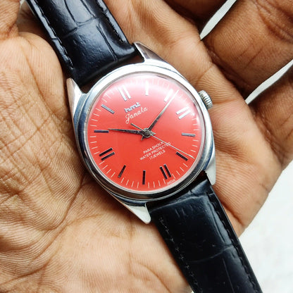 HMT Janata Stick Watch – Timeless Reddish Dial with Handwinding Precision