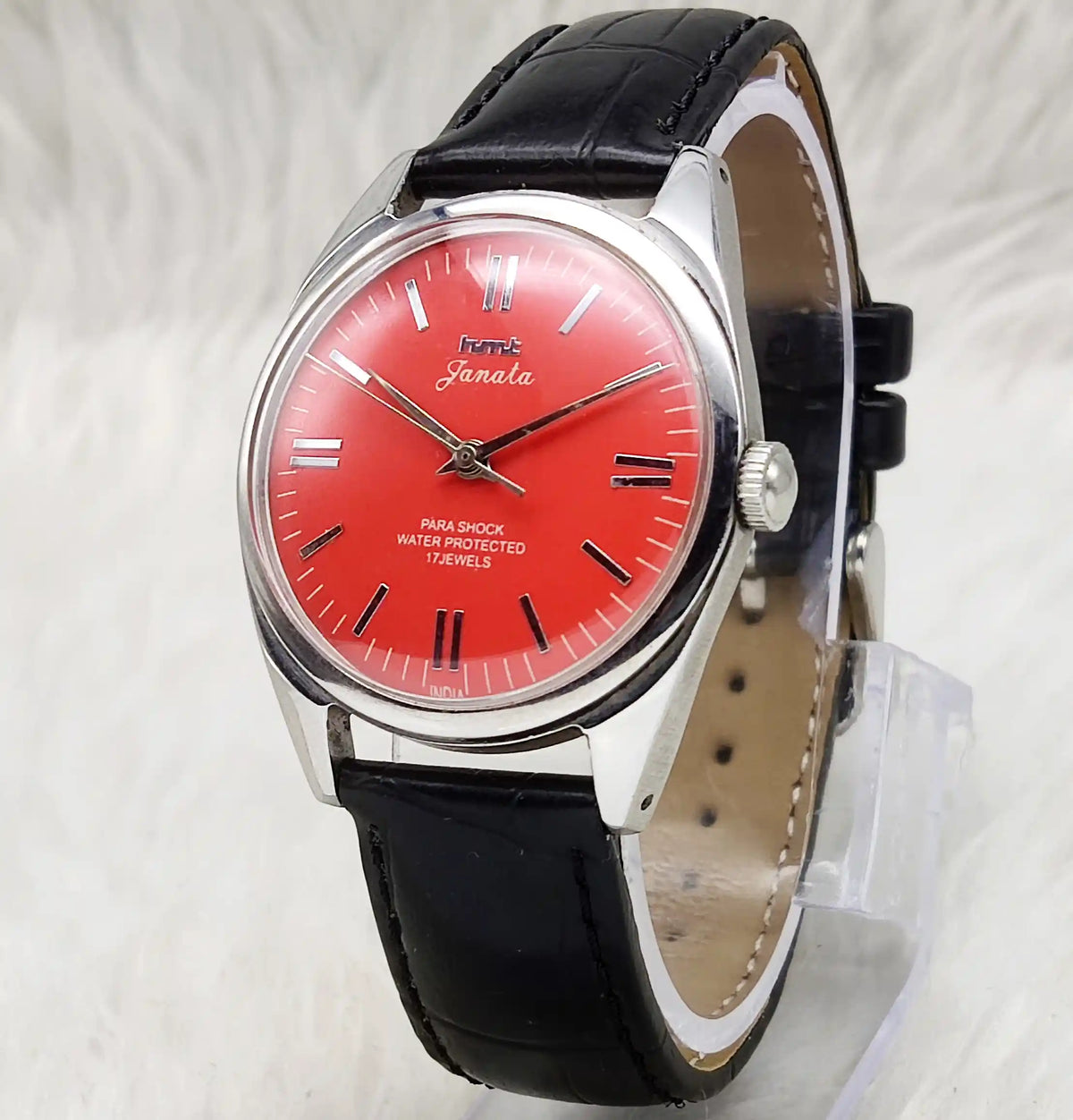 HMT Janata Stick Watch – Timeless Reddish Dial with Handwinding Precision