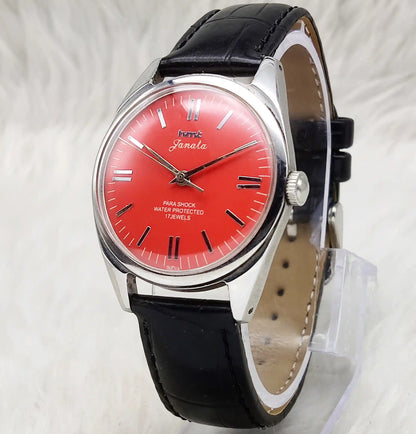 HMT Janata Stick Watch – Timeless Reddish Dial with Handwinding Precision