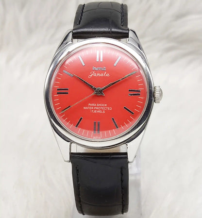 HMT Janata Stick Watch – Timeless Reddish Dial with Handwinding Precision