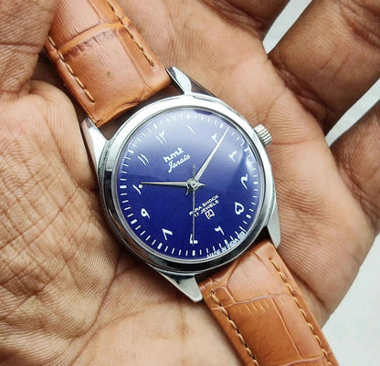 HMT Janata Watch - Handwinding Navy Blue Dial 17 Jewels Timepiece
