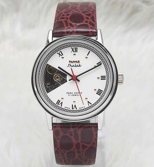 HMT Jhalak Skeleton Watch - Mechanical Handwinding Watch with White Dial