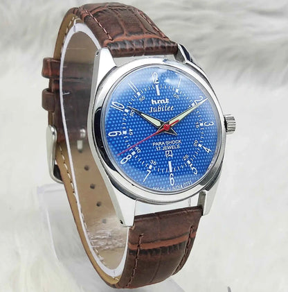 HMT Jubilee Blue Dial Watch 17 Jewels Mechanical Handwinding
