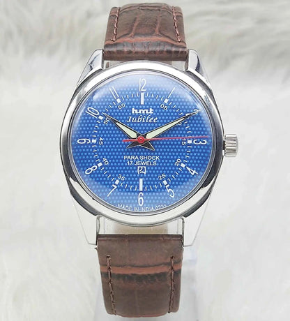 HMT Jubilee Blue Dial Watch 17 Jewels Mechanical Handwinding