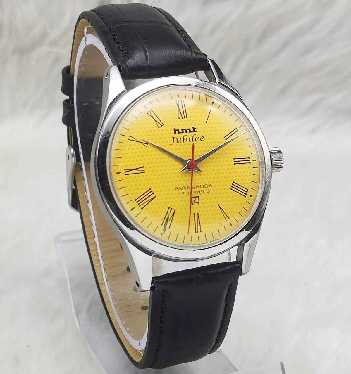 HMT Jubilee Sun Yellow Dial Roman Indices 17 Jewels Handwinding Watch - Timeless Elegance