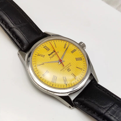 HMT Jubilee Watch – Sun Yellow Dial Handwinding 17 Jewels