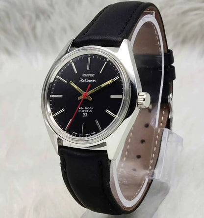HMT Kohinoor Black Dial Watch with 17 Jewels Handwinding Mechanism
