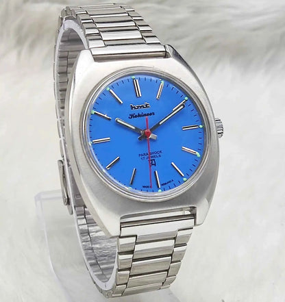 HMT Kohinoor Blue Dial Watch - 17 Jewels Asian Handwinding Timepiece