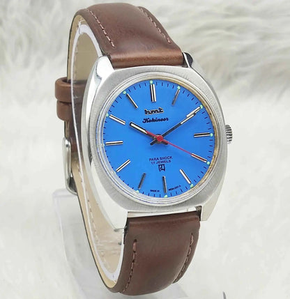 HMT Kohinoor Blue Dial Watch - 17 Jewels Handwinding Timeless Asian Timepiece