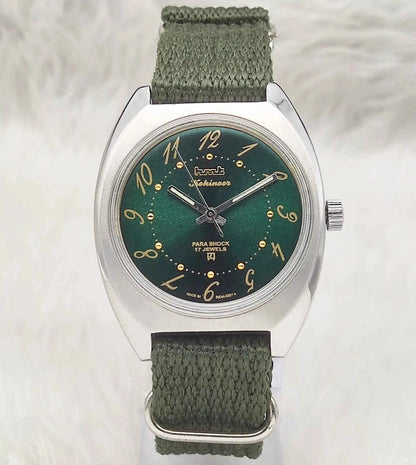HMT Kohinoor Handwinding Watch - 17 Jewels Greenish Dial