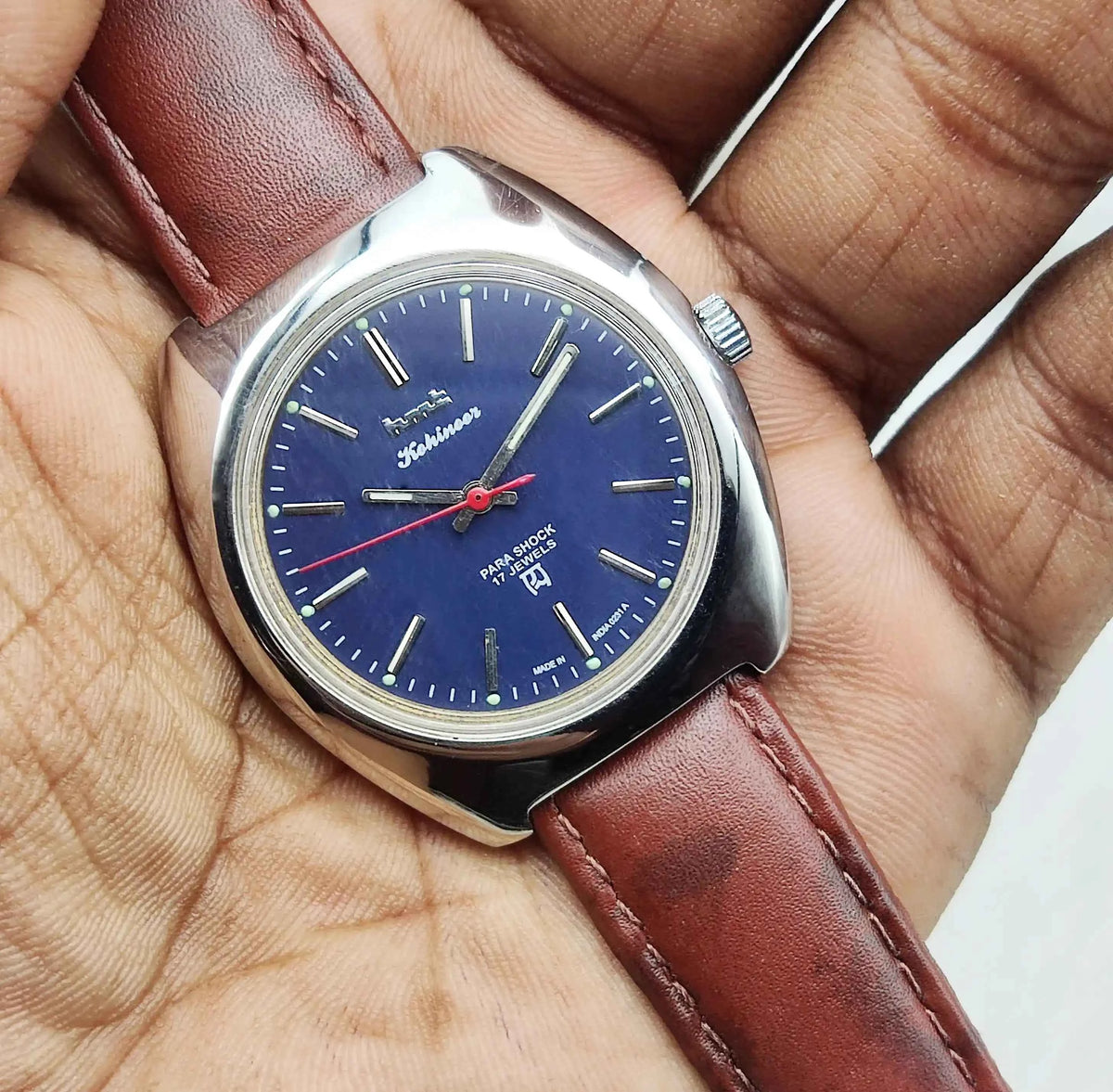HMT Kohinoor Handwinding Watch - 17 Jewels Blue Dial