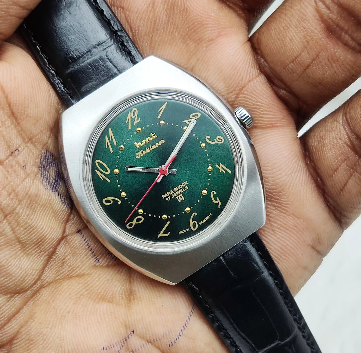 HMT Kohinoor Handwinding Watch Apple Green Dial 17 Jewels