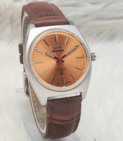 HMT Kohinoor Handwinding Watch - Timeless Precision with Orange Dial and 17 Jewels