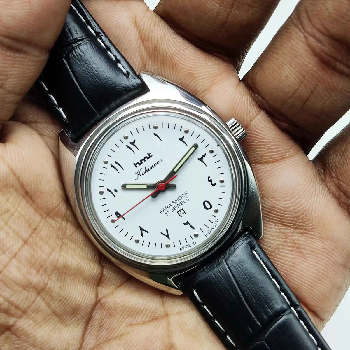 HMT Kohinoor 17 Jewels Handwinding Watch with Arabic Numerals and White Dial