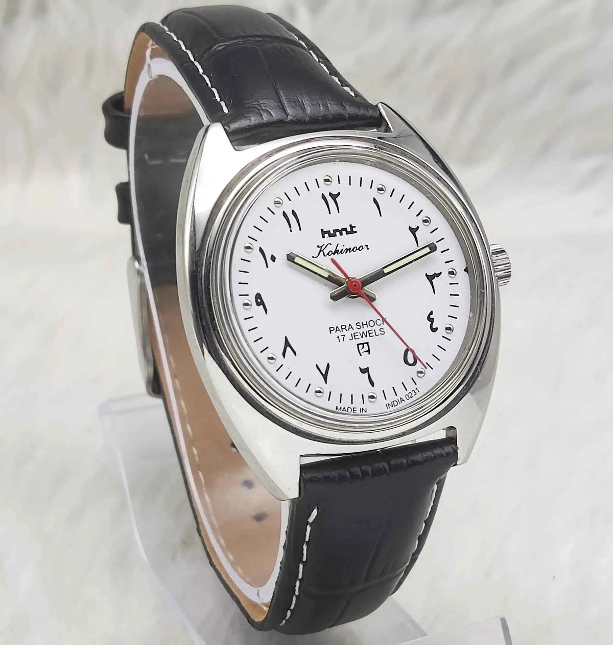 HMT Kohinoor 17 Jewels Handwinding Watch with Arabic Numerals and White Dial