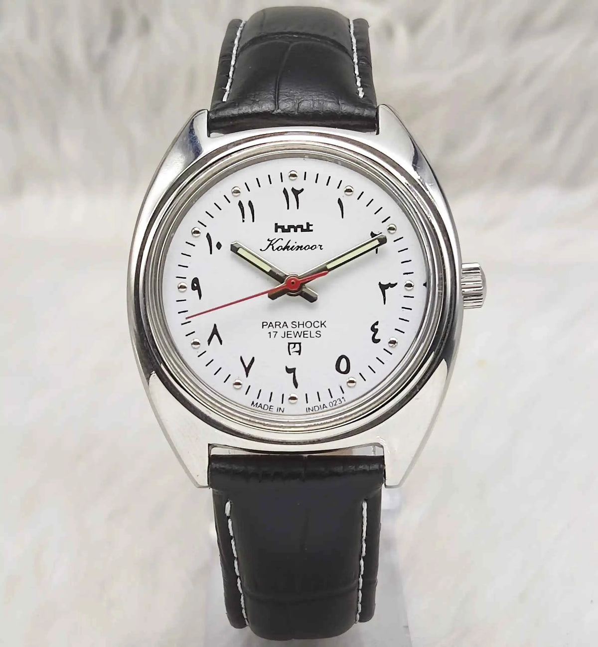 HMT Kohinoor 17 Jewels Handwinding Watch with Arabic Numerals and White Dial