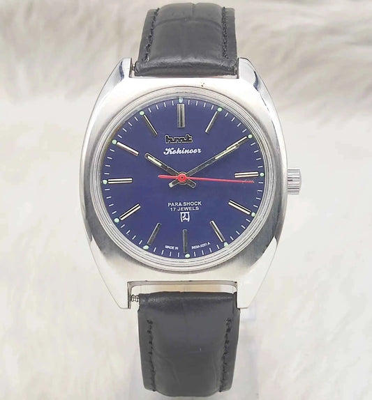HMT Kohinoor Handwinding Watch - Blue Dial 17 Jewels for Timeless Elegance