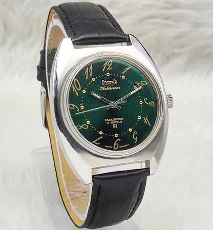 HMT Kohinoor Handwinding Watch - 17 Jewels Apple Green Dial with English Numerals