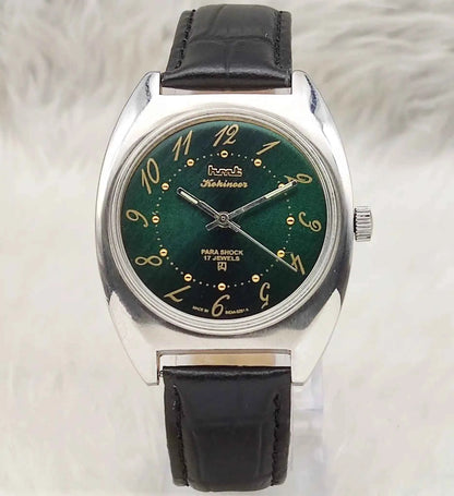 HMT Kohinoor Handwinding Watch - 17 Jewels Apple Green Dial with English Numerals
