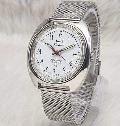 HMT Kohinoor Watch – White Dial 17 Jewels Handwinding
