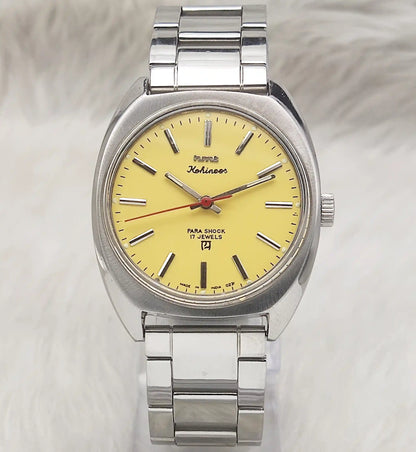 HMT Kohinoor Yellow Dial Men's Watch 17 Jewels Handwinding