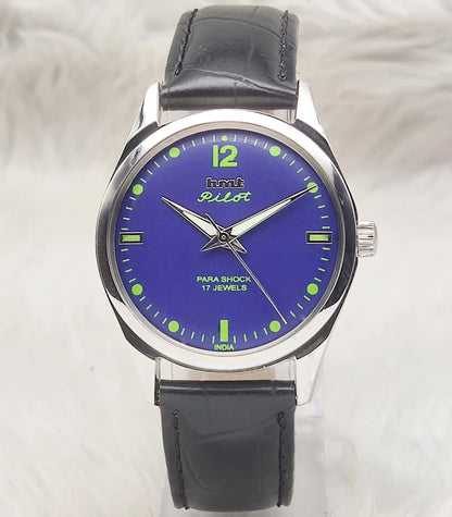 HMT Pilot Handwinding Watch - A Timeless Blue Dial Classic for Connoisseurs