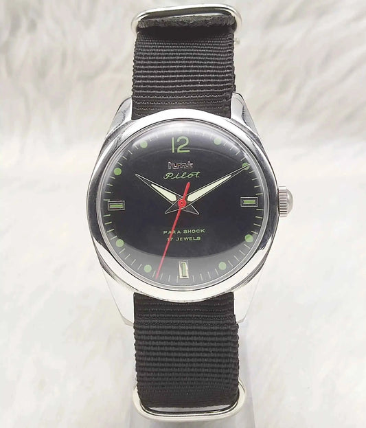 HMT Pilot 17 Jewels Handwinding Black Dial - HMT Timeless Elegance and Precision