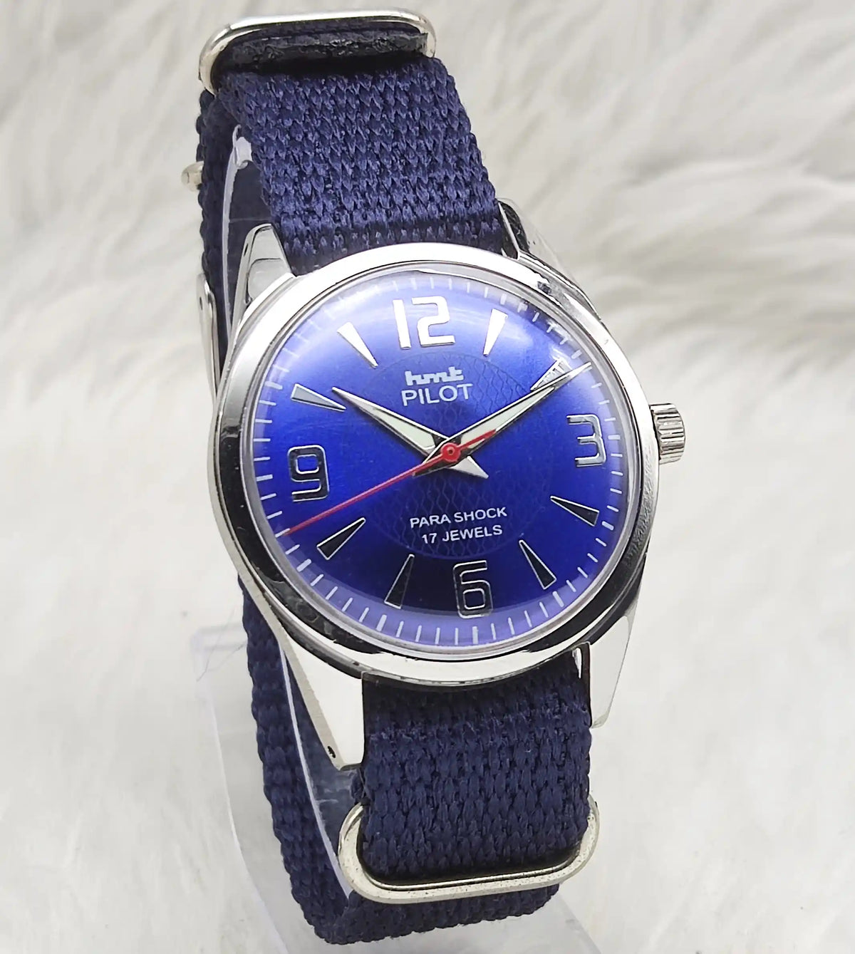 Elevate Your Style with the HMT Pilot Stick Men's Watch - Blue Dial Classic Timepiece