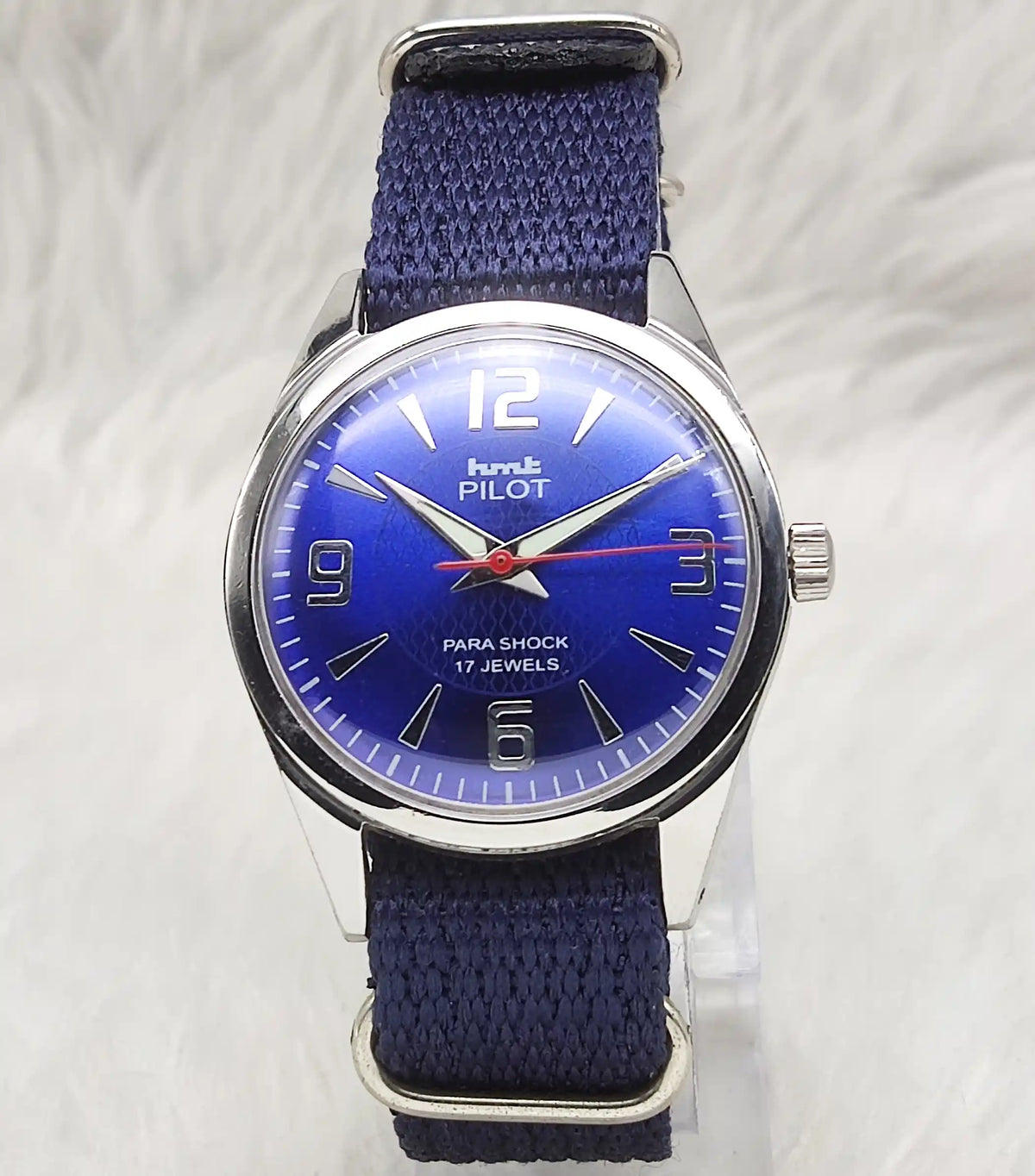 Elevate Your Style with the HMT Pilot Stick Men's Watch - Blue Dial Classic Timepiece
