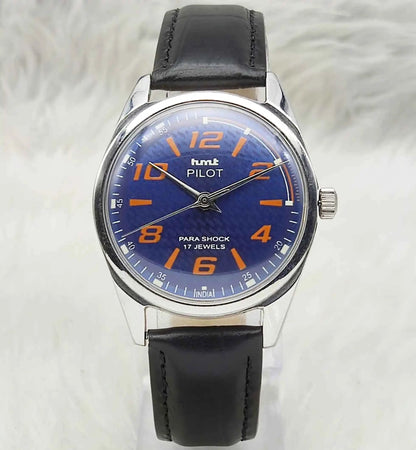 HMT Pilot Watch Blue Dial - Timeless Handwinding 17 Jewels 0231 for Classic Elegance