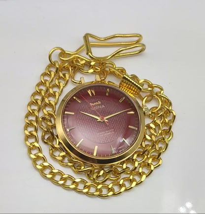 HMT Sona Maroon Pocket Watch: Timeless Elegance Meets Vintage Craftsmanship
