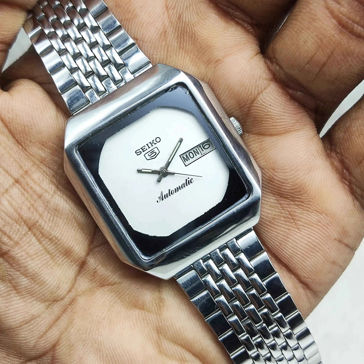 Seiko 5 Automatic Men's Watch 6309A with Silver Dial and Day-Date Features, 17 Jewels
