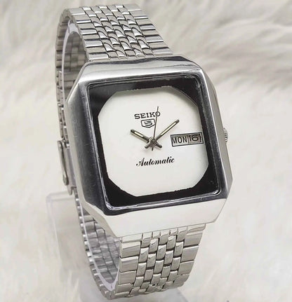 Seiko 5 Automatic Men's Watch 6309A with Silver Dial and Day-Date Features, 17 Jewels