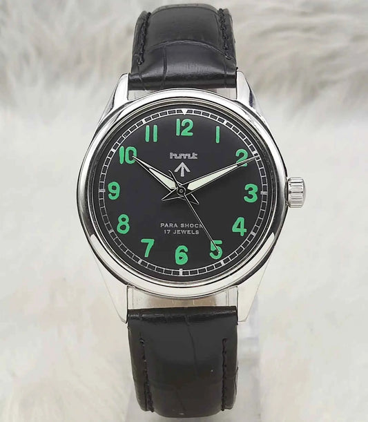 HMT Black Dial Handwinding Watch - 17 Jewels Classic Timepiece